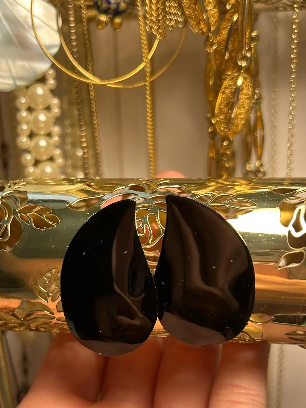 Vintage Large Black Teardrop | Women’s Earrings